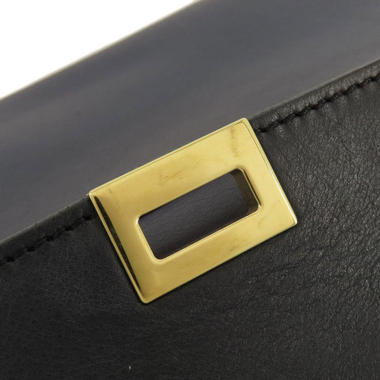 CELINE Tote Bag Leather, Canvas Navy Trapeze Women Used Authentic