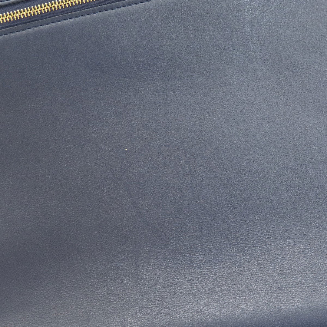 CELINE Tote Bag Leather, Canvas Navy Trapeze Women Used Authentic