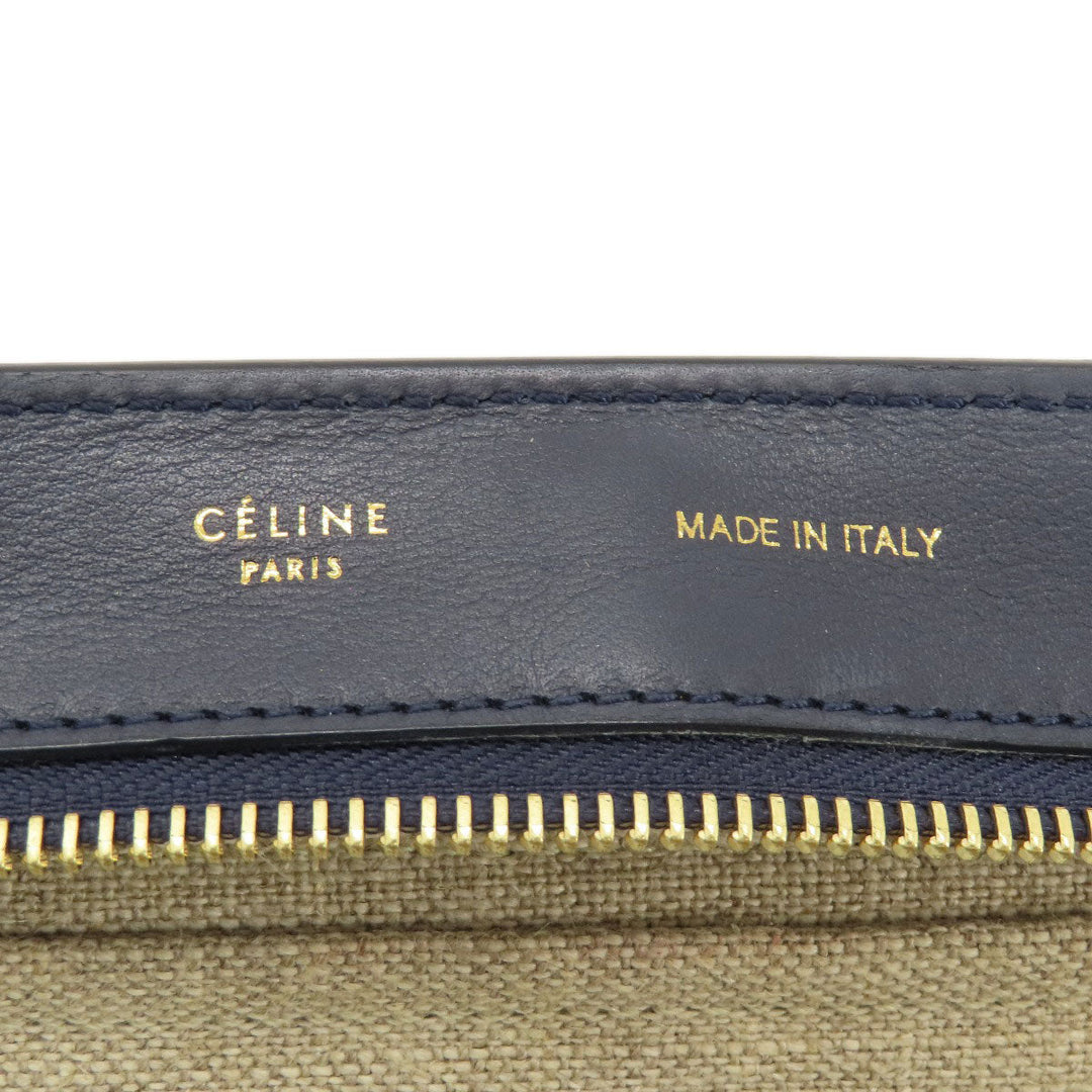 CELINE Tote Bag Leather, Canvas Navy Trapeze Women Used Authentic
