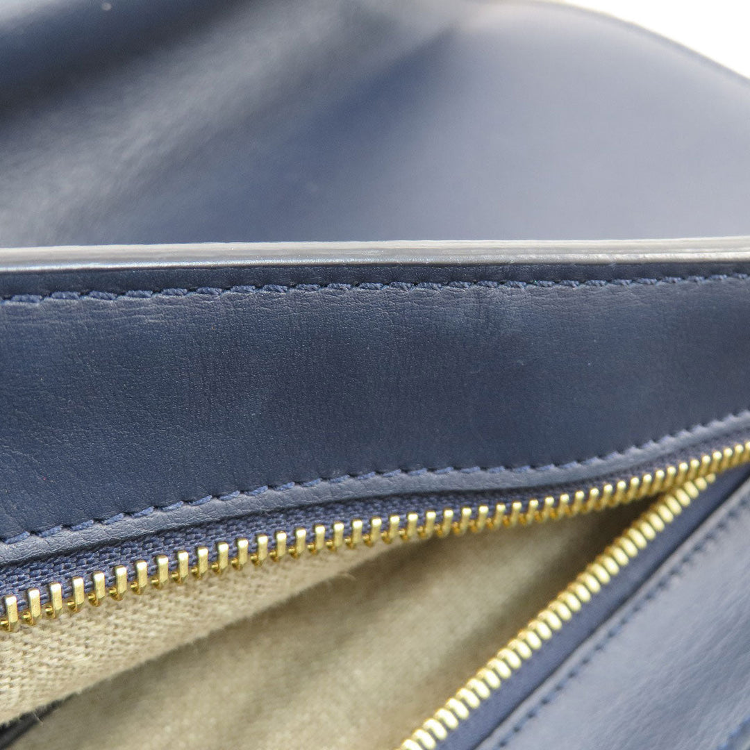 CELINE Tote Bag Leather, Canvas Navy Trapeze Women Used Authentic