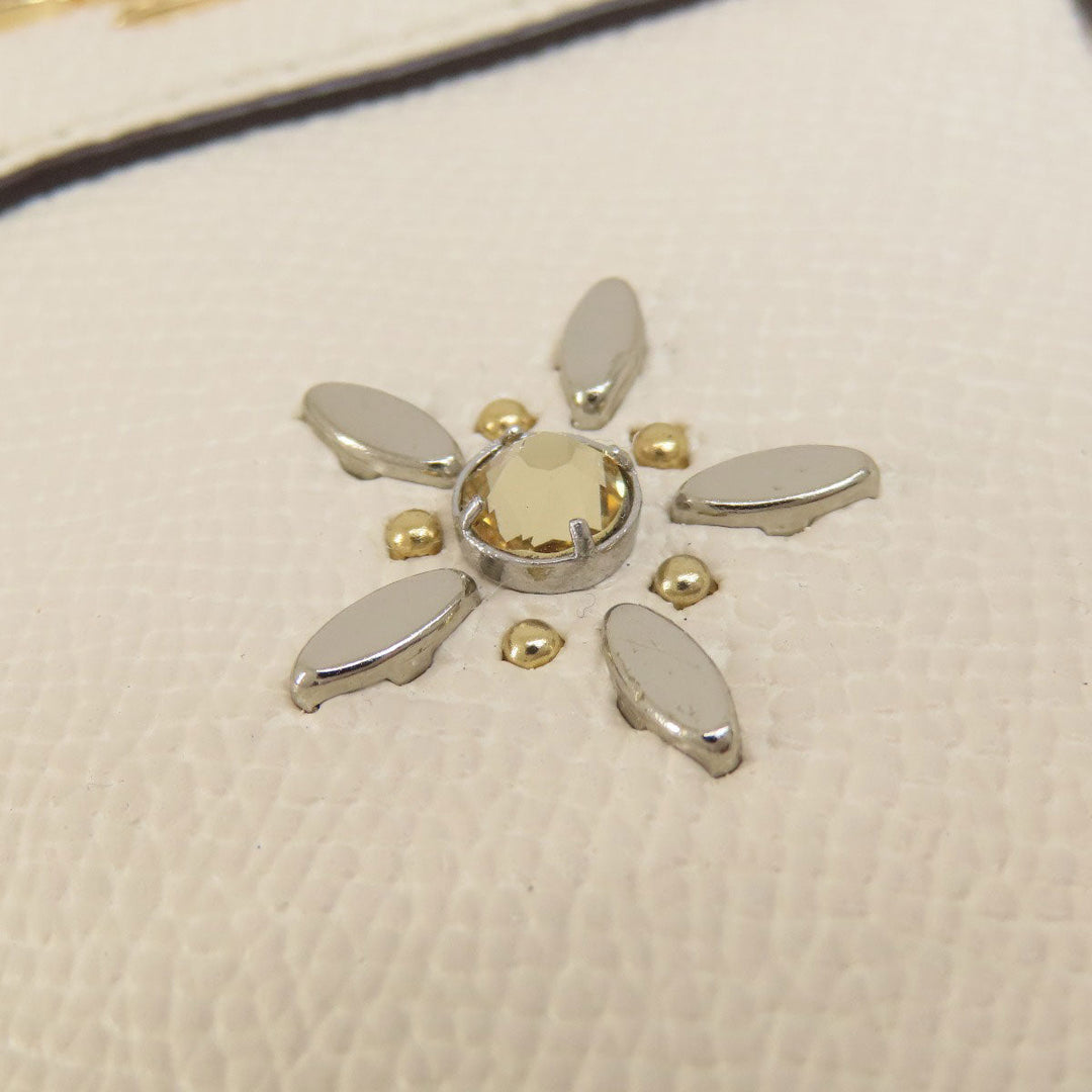 COACH Handbag F73172 leather white Flower 2WAY Women Used Authentic