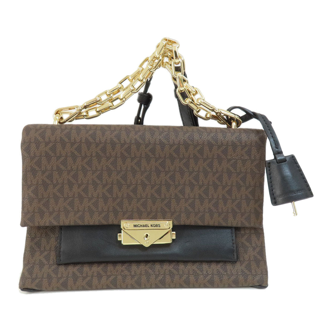 MICHAEL KORS Handbag PVC Brown MK Signature 2WAY Women Used Authentic