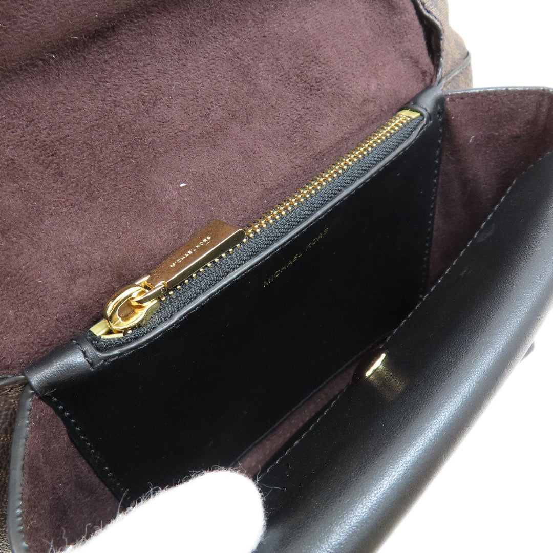 MICHAEL KORS Handbag PVC Brown MK Signature 2WAY Women Used Authentic