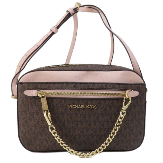 MICHAEL KORS Shoulder Bag PVC Brown MK signature Women Used Authentic