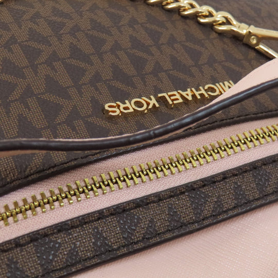 MICHAEL KORS Shoulder Bag PVC Brown MK signature Women Used Authentic