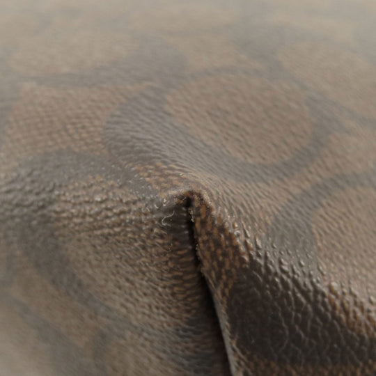 COACH Tote Bag F14929 PVC Brown Signature Women Used Authentic