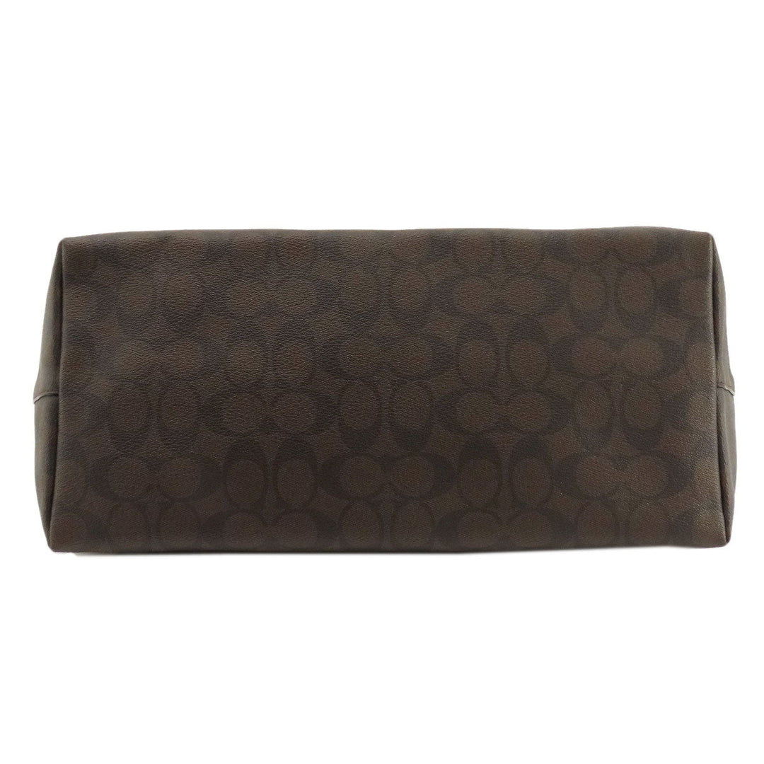 COACH Tote Bag F14929 PVC Brown Signature Women Used Authentic