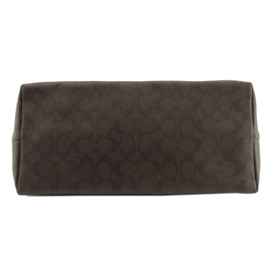 COACH Tote Bag F14929 PVC Brown Signature Women Used Authentic