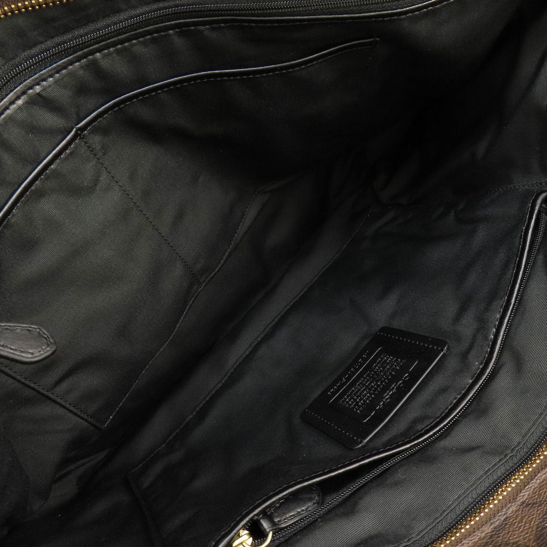 COACH Tote Bag F14929 PVC Brown Signature Women Used Authentic