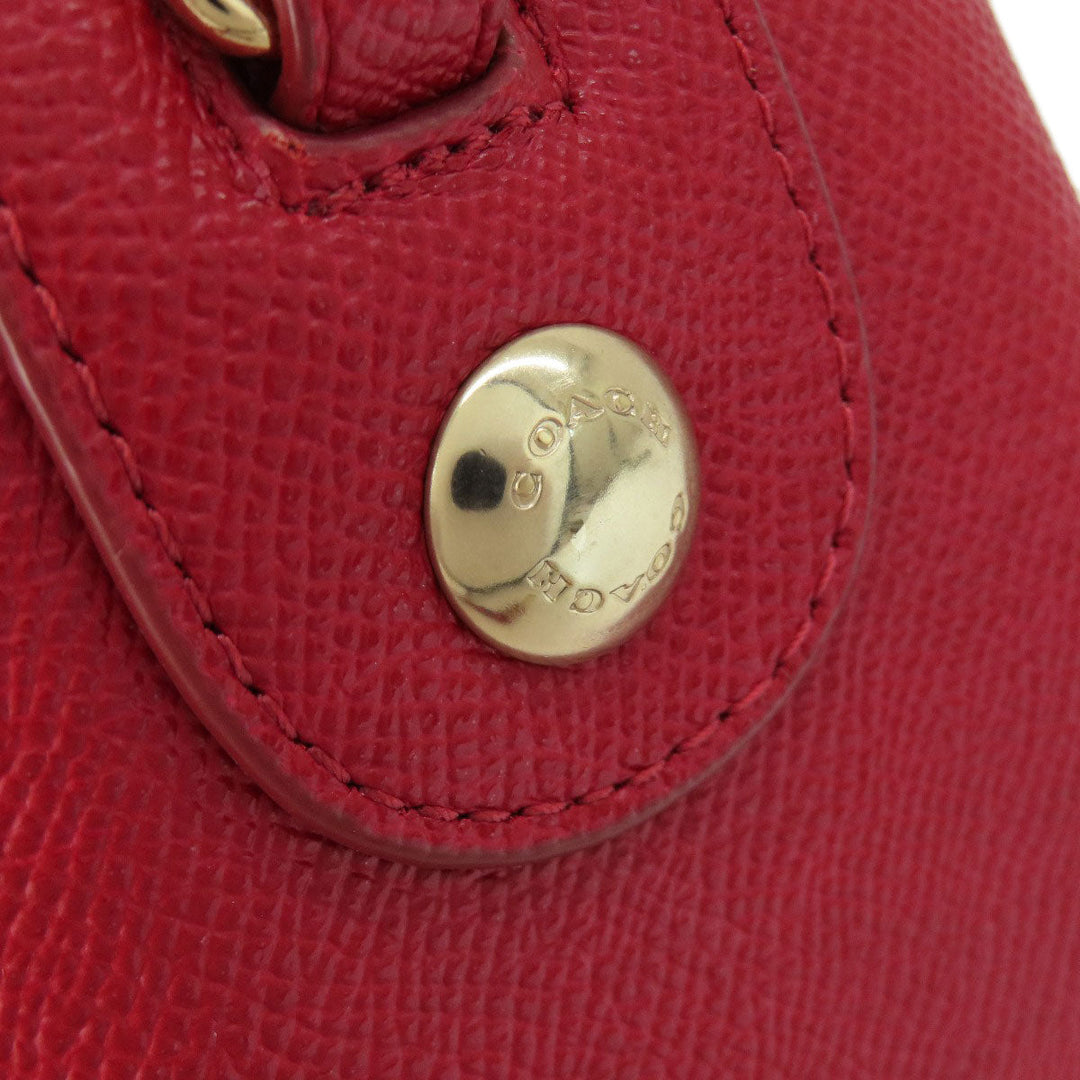 COACH Handbag F57521 leather Red logo 2WAY Women Used Authentic