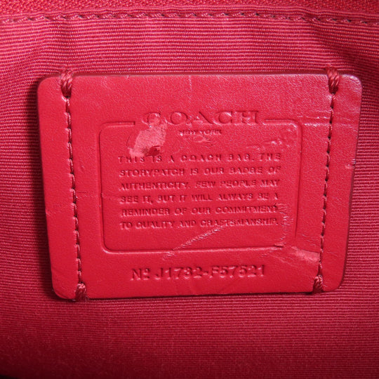 COACH Handbag F57521 leather Red logo 2WAY Women Used Authentic
