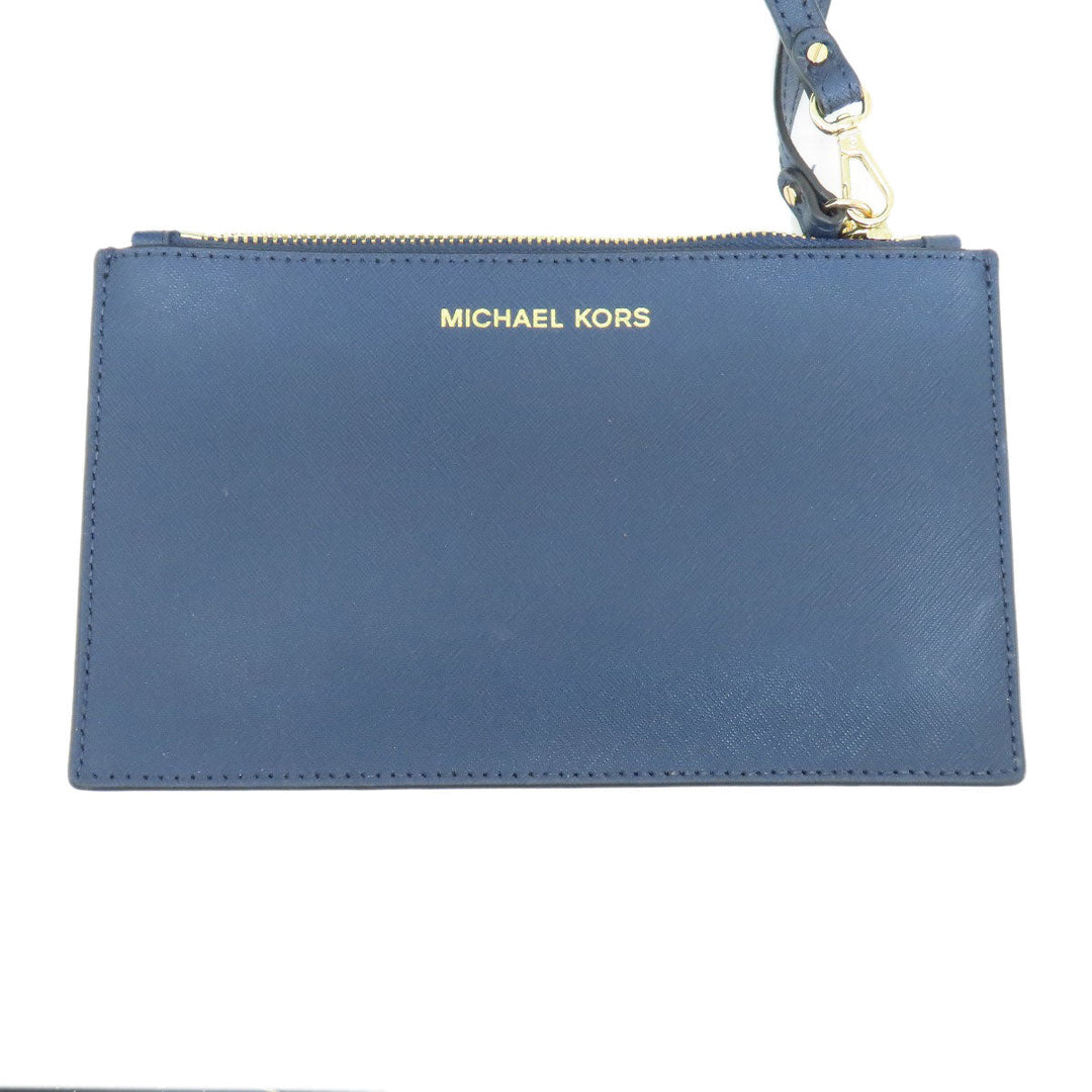 MICHAEL KORS Tote Bag PVC Navy logo Women Used Authentic