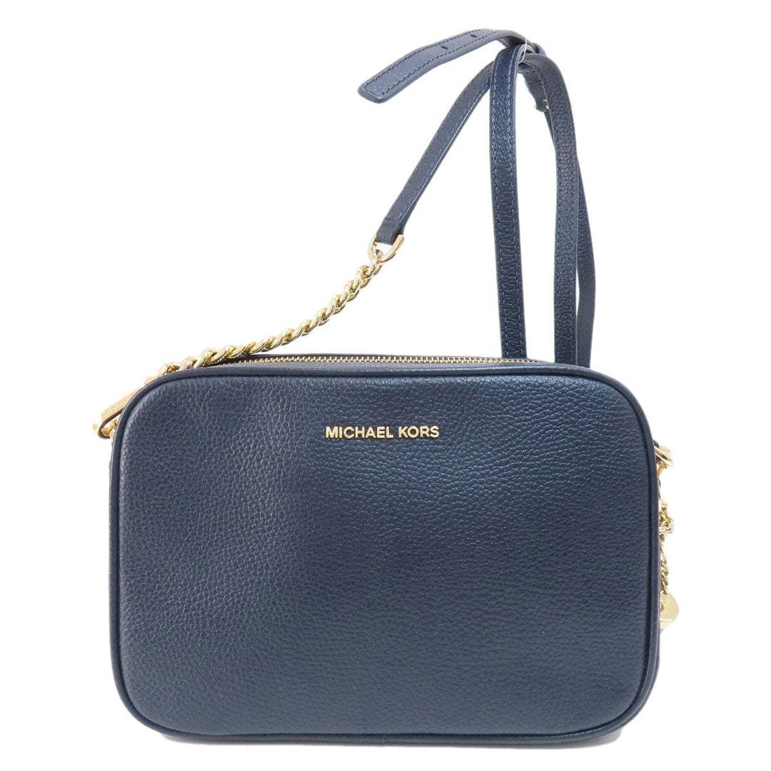 MICHAEL KORS Shoulder Bag leather Navy ChainShoulder Women Used Authentic