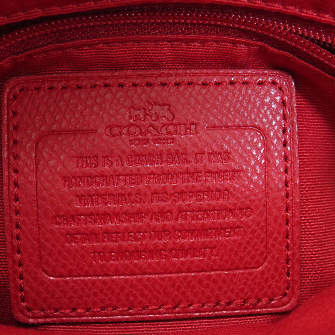 COACH Handbag F36637 leather Red logo 2WAY Women Used Authentic