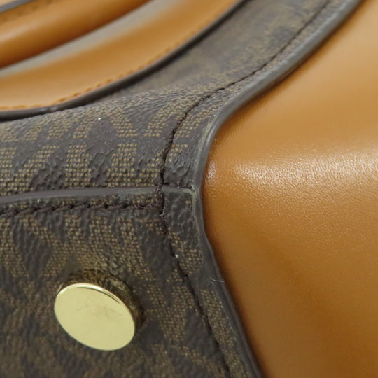 MICHAEL KORS Tote Bag PVC Brown MK Signature 2WAY Women Used Authentic