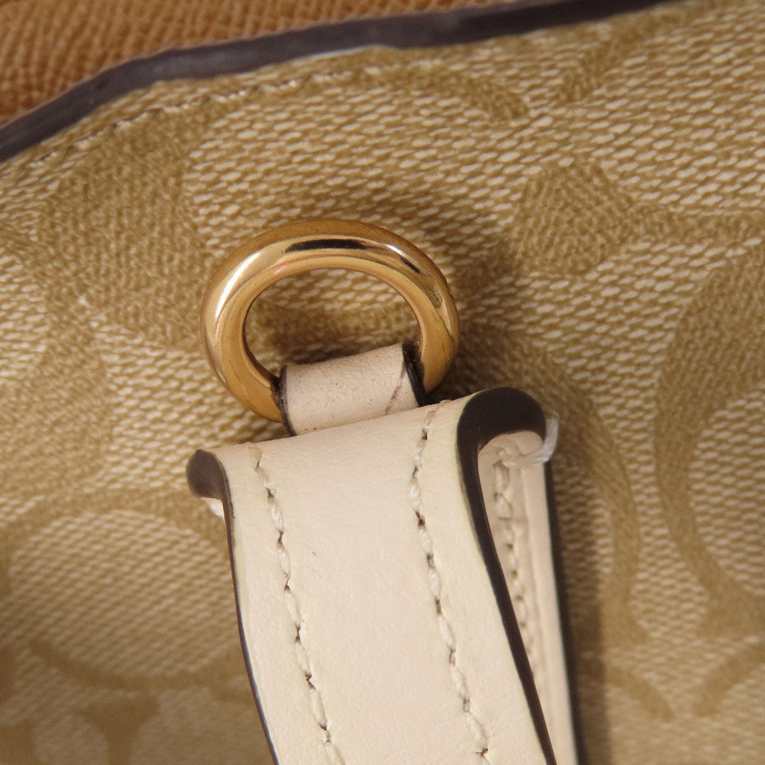 COACH Tote Bag F48735 PVC beige Signature Women Used Authentic