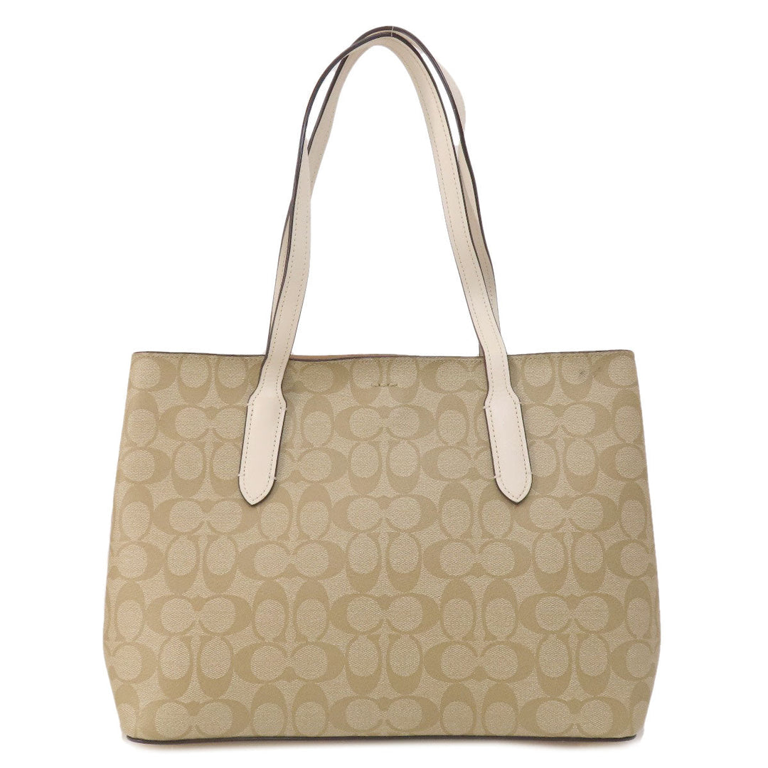 COACH Tote Bag F48735 PVC beige Signature Women Used Authentic