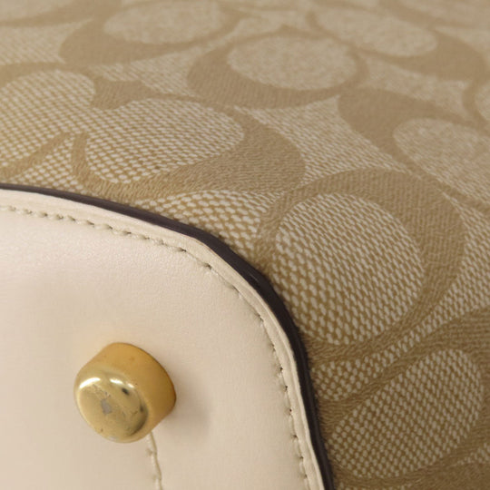 COACH Tote Bag F48735 PVC beige Signature Women Used Authentic