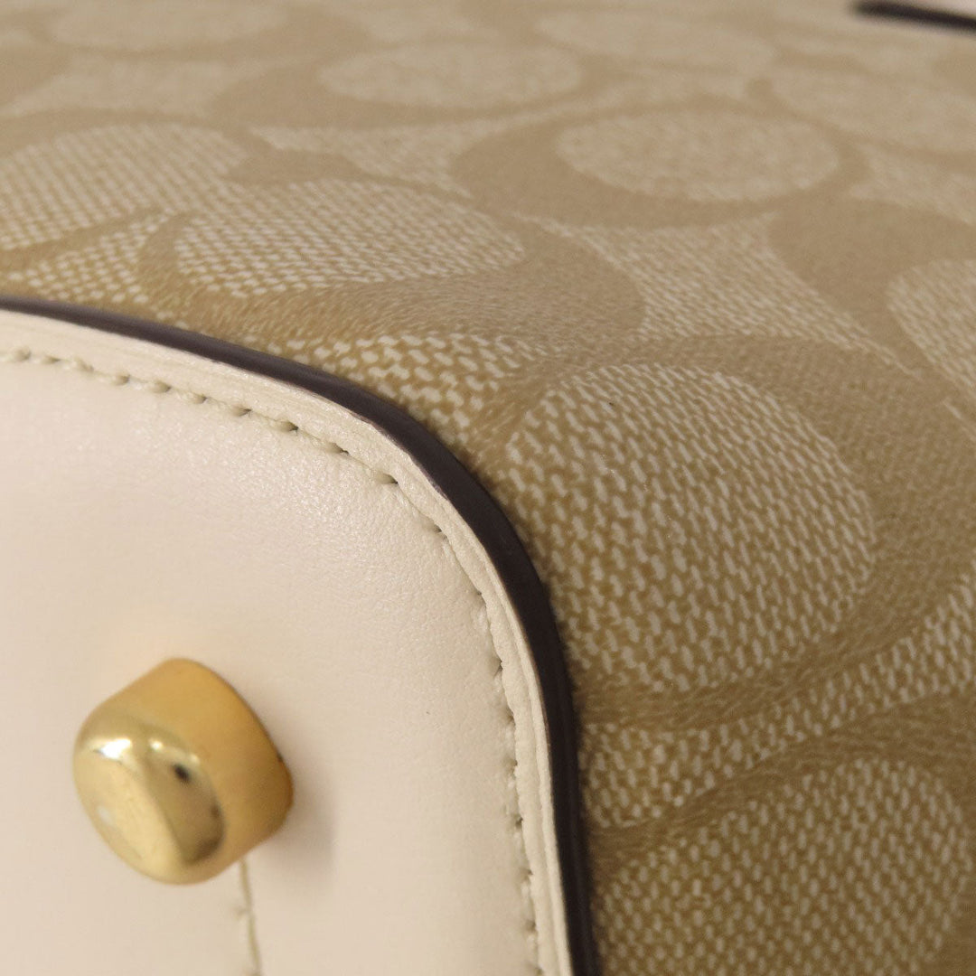 COACH Tote Bag F48735 PVC beige Signature Women Used Authentic