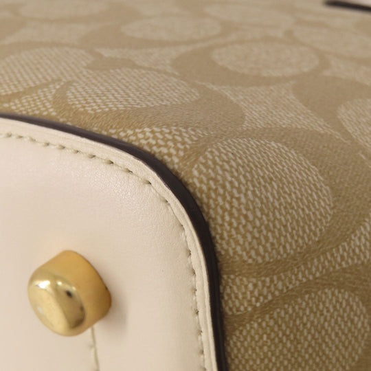 COACH Tote Bag F48735 PVC beige Signature Women Used Authentic