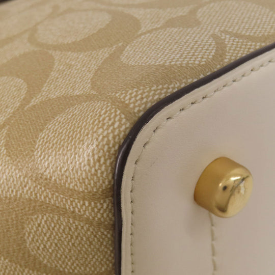 COACH Tote Bag F48735 PVC beige Signature Women Used Authentic