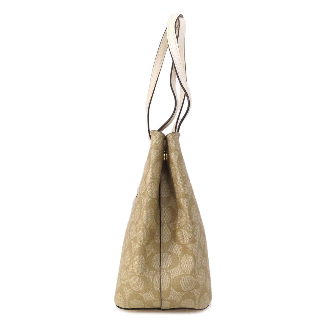 COACH Tote Bag F48735 PVC beige Signature Women Used Authentic