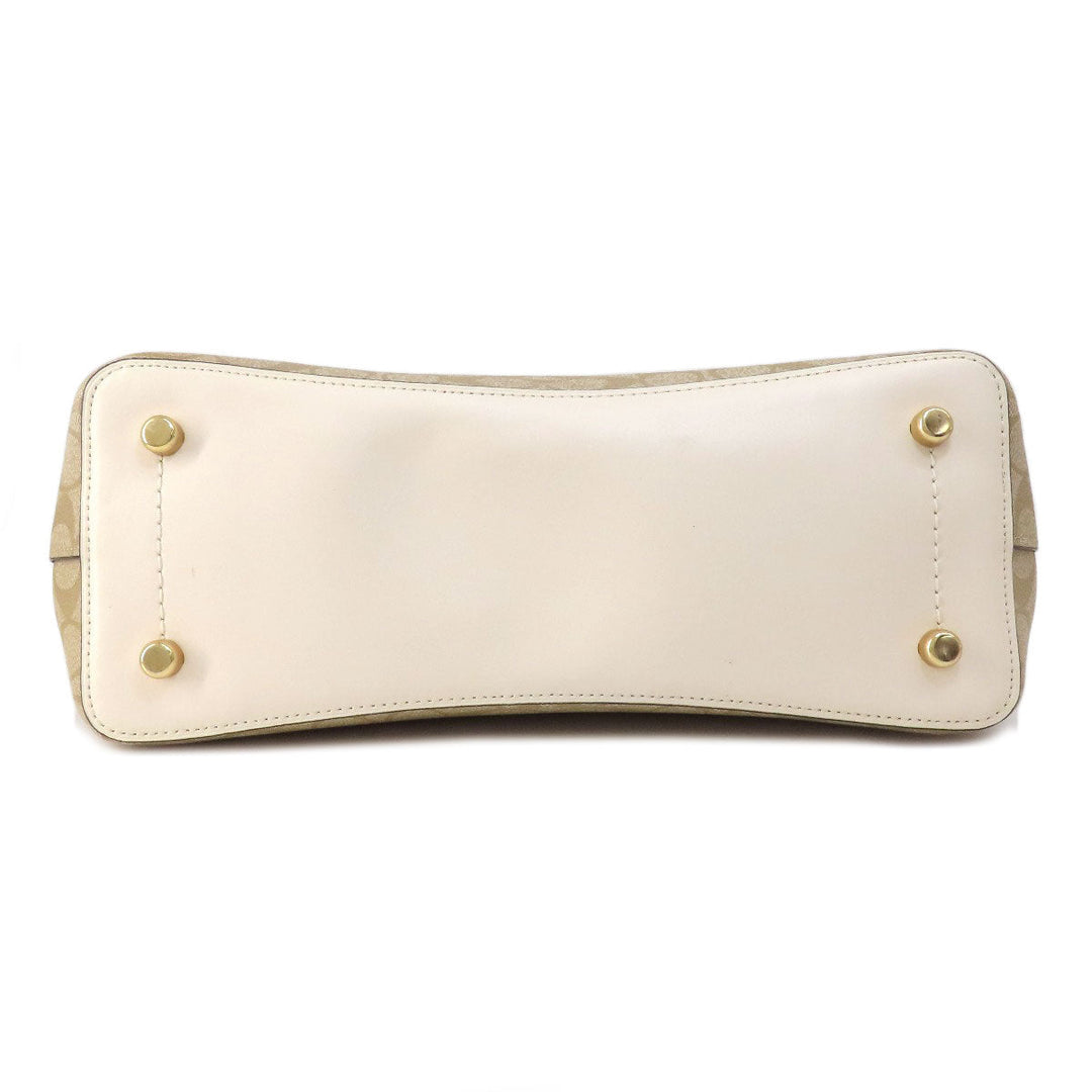 COACH Tote Bag F48735 PVC beige Signature Women Used Authentic