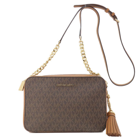 MICHAEL KORS Shoulder Bag PVC Brown MK signature Women Used Authentic