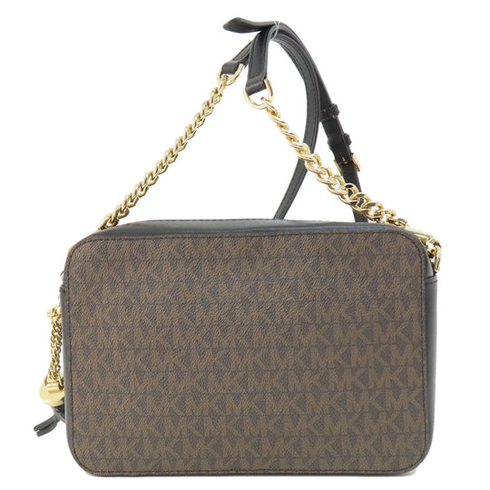 MICHAEL KORS Shoulder Bag PVC black MK signature Women Used Authentic