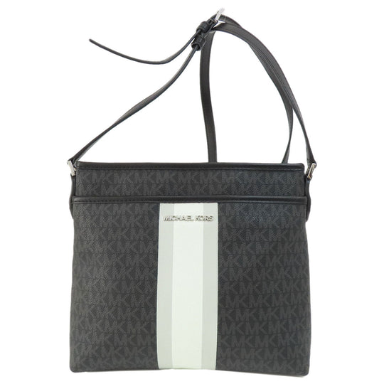 MICHAEL KORS Shoulder Bag PVC black MK signature Women Used Authentic
