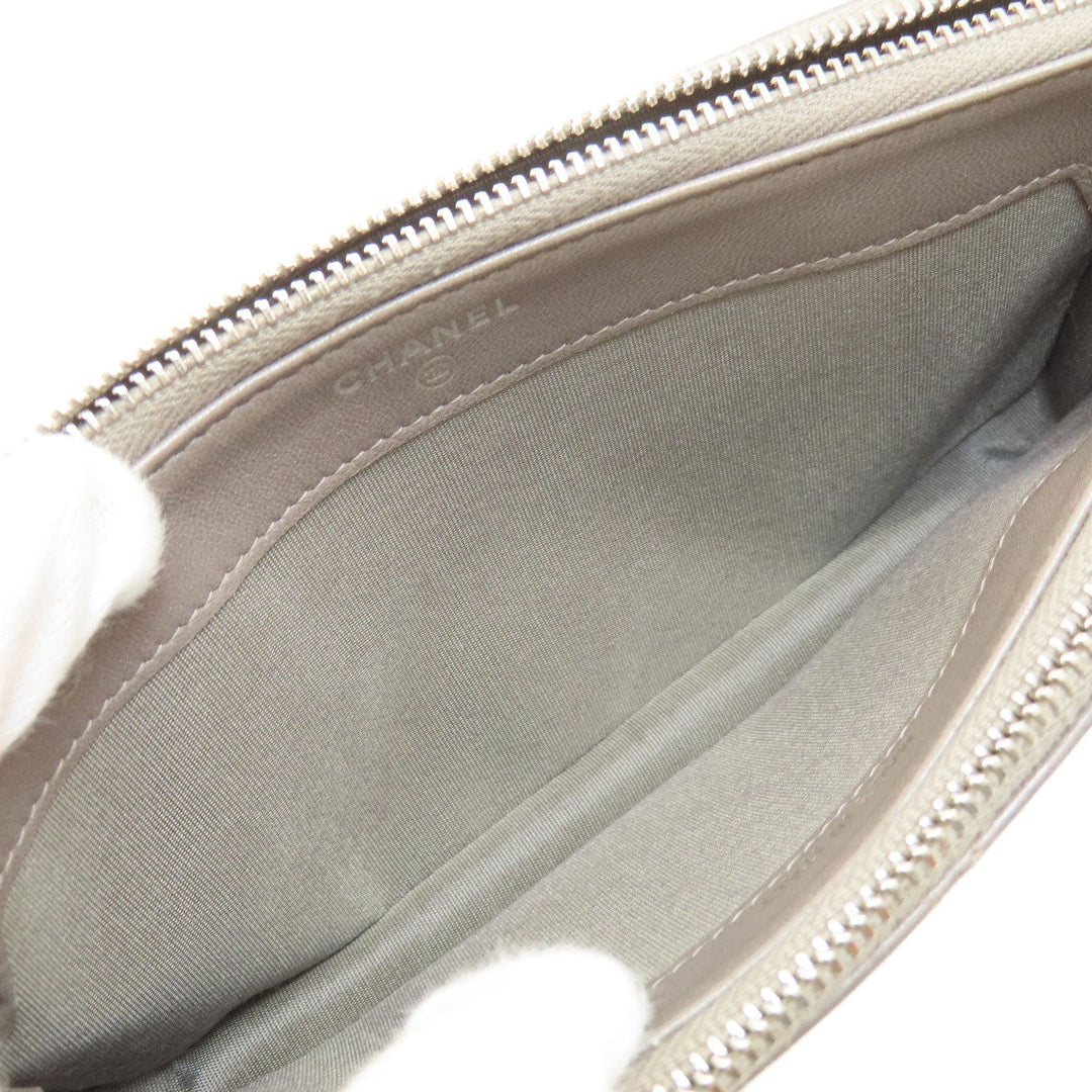 CHANEL Shoulder Bag Calfskin Brown Matelasse SilverMetal