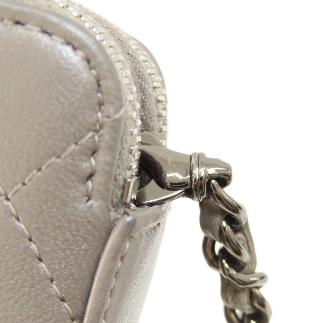 CHANEL Shoulder Bag Calfskin Brown Matelasse SilverMetal