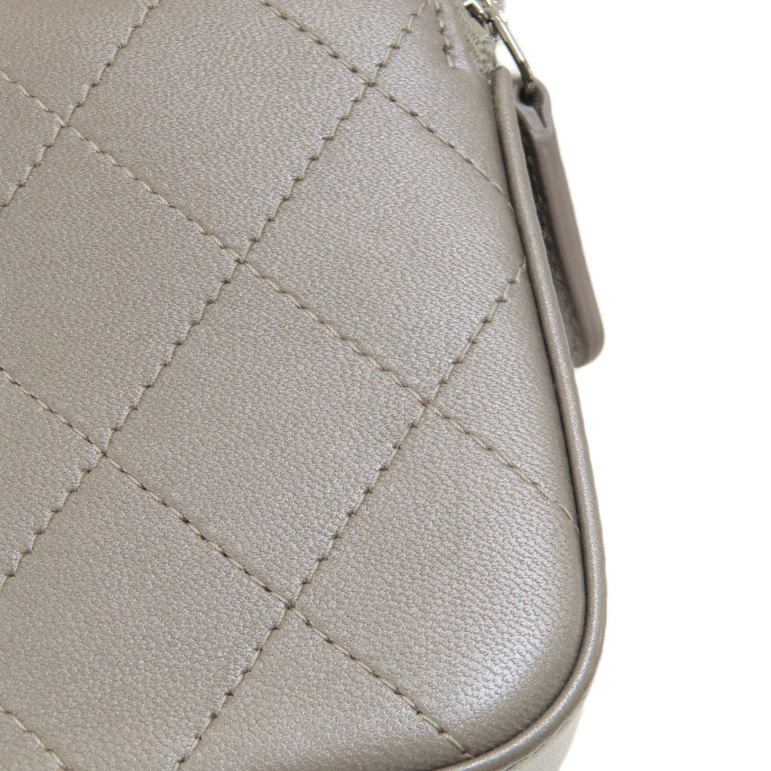 CHANEL Shoulder Bag Calfskin Brown Matelasse SilverMetal