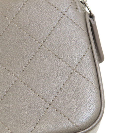 CHANEL Shoulder Bag Calfskin Brown Matelasse SilverMetal