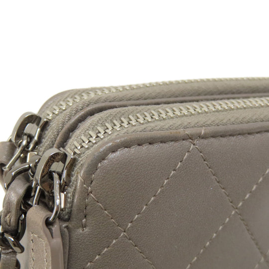CHANEL Shoulder Bag Calfskin Brown Matelasse SilverMetal