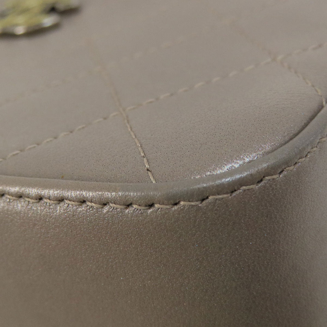 CHANEL Shoulder Bag Calfskin Brown Matelasse SilverMetal