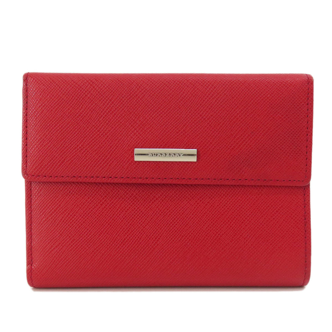 BURBERRY Bifold Wallet PVC Red logo Women Used Authentic