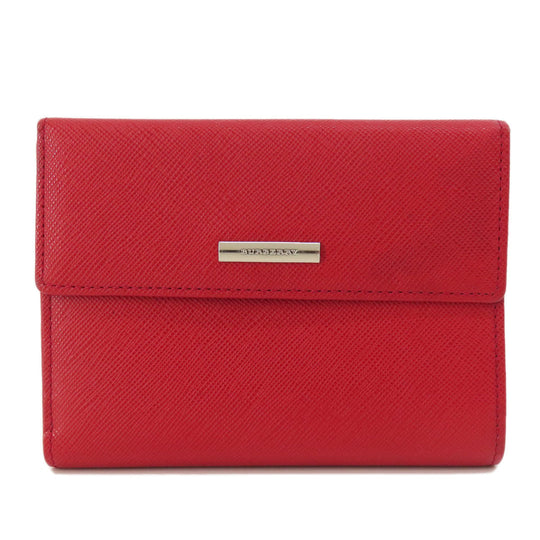BURBERRY Bifold Wallet PVC Red logo Women Used Authentic