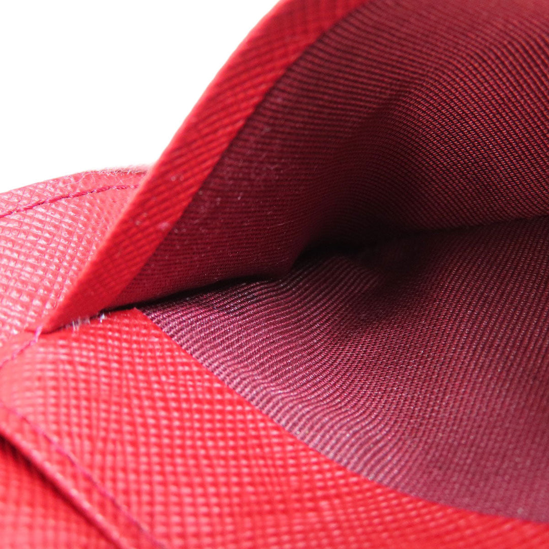 BURBERRY Bifold Wallet PVC Red logo Women Used Authentic