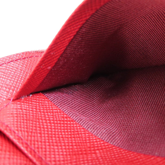 BURBERRY Bifold Wallet PVC Red logo Women Used Authentic