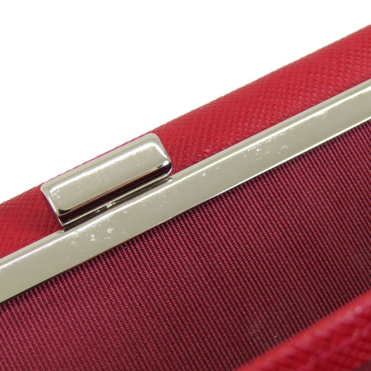 BURBERRY Bifold Wallet PVC Red logo Women Used Authentic