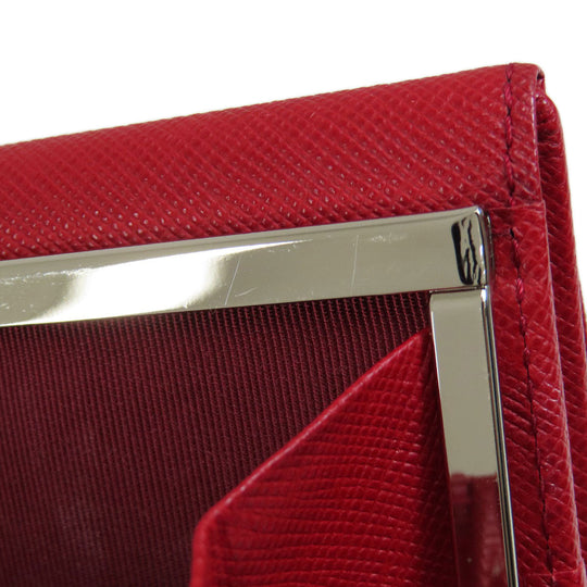 BURBERRY Bifold Wallet PVC Red logo Women Used Authentic