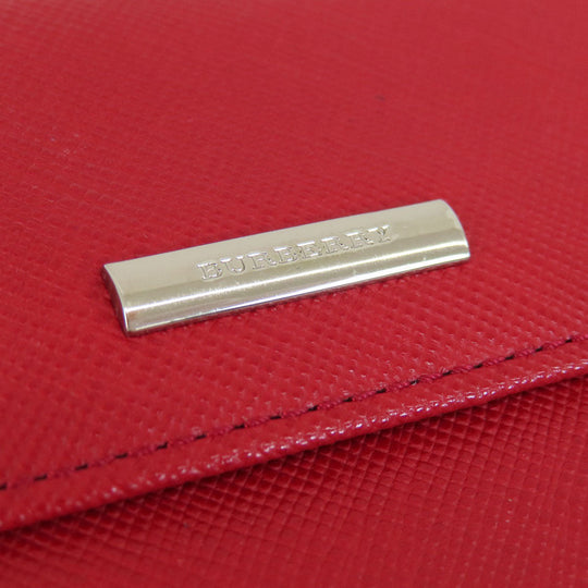 BURBERRY Bifold Wallet PVC Red logo Women Used Authentic