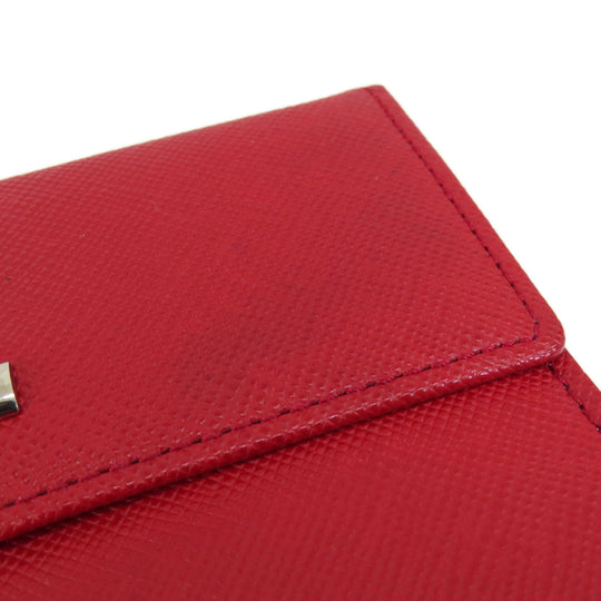 BURBERRY Bifold Wallet PVC Red logo Women Used Authentic