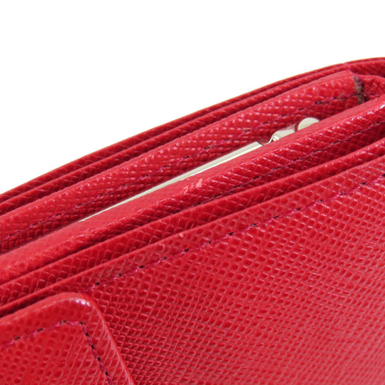 BURBERRY Bifold Wallet PVC Red logo Women Used Authentic