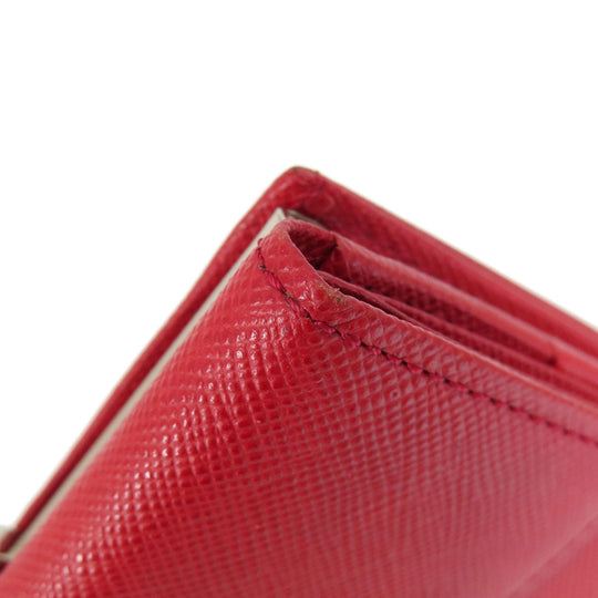 BURBERRY Bifold Wallet PVC Red logo Women Used Authentic