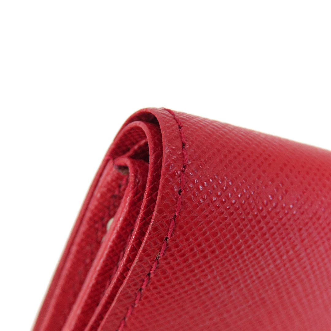 BURBERRY Bifold Wallet PVC Red logo Women Used Authentic