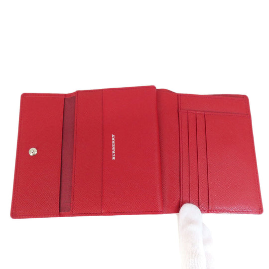 BURBERRY Bifold Wallet PVC Red logo Women Used Authentic