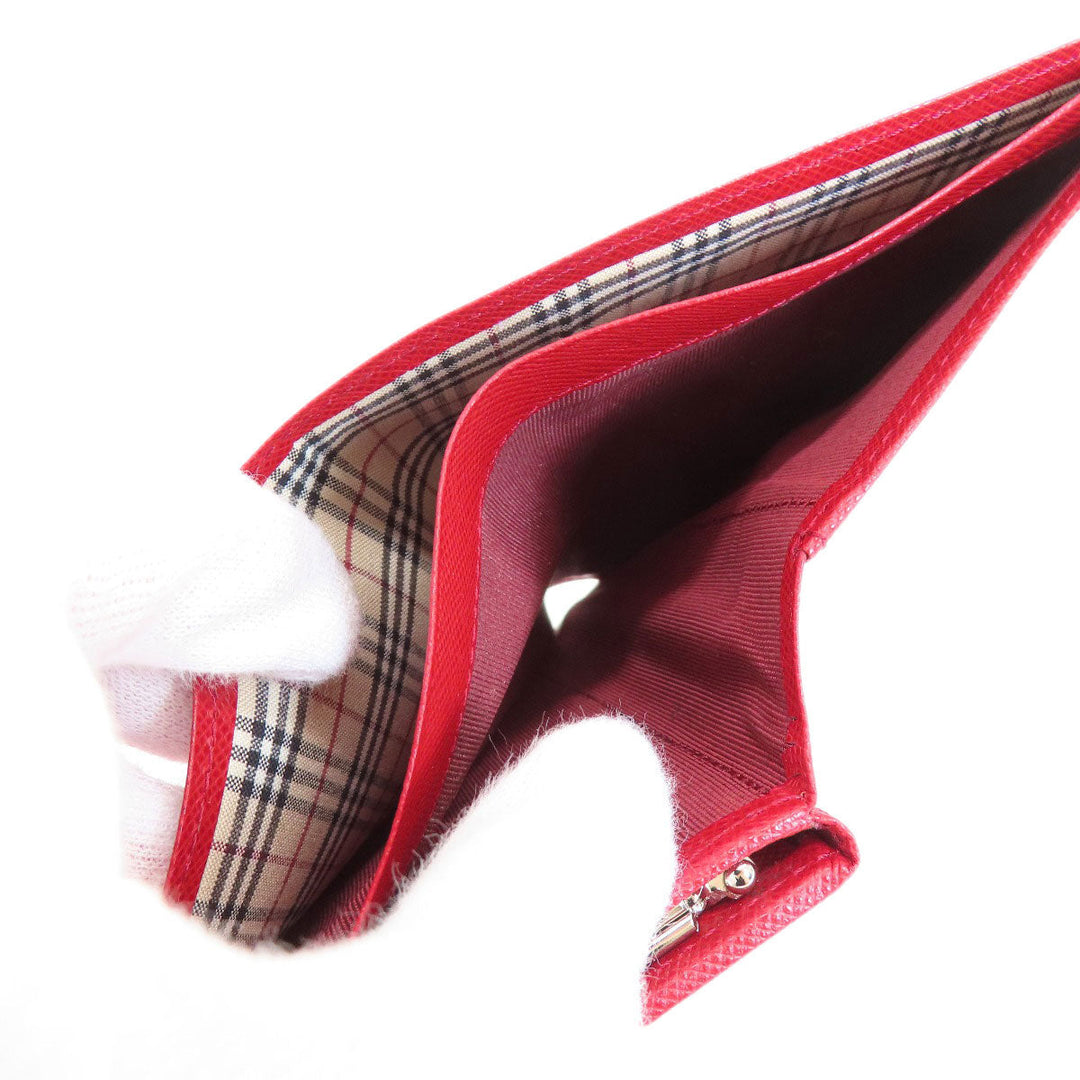 BURBERRY Bifold Wallet PVC Red logo Women Used Authentic