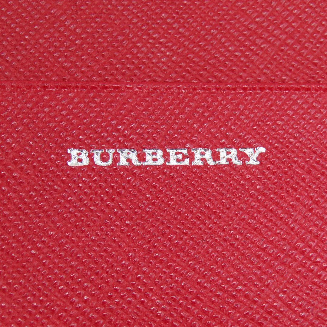 BURBERRY Bifold Wallet PVC Red logo Women Used Authentic